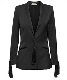 H&M Tasseled One Button Tuxedo Suit Blazer Black Women's 2