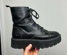 Black combat lace up boots