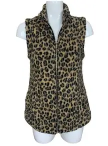 Leopard Full Zip Sherpa Vest Small