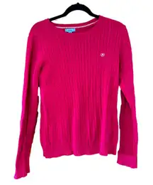 IZOD Women's Medium Knit Cable Sweater Hot Pink