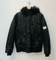 Aerie Offline Black faux fur puffer jacket size XS