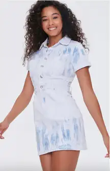 Bleach Dye Denim Mini Dress