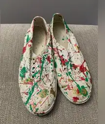 Christmas Vans Classics Sneakers Paint Splatter Christmas DIY Red Green Size 8