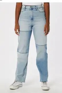 VINTAGE HOLLISTER BAGGY CURVY ULTRA HIGH-RISE DAD PATCHED JEAN VINTAGE STRETCH