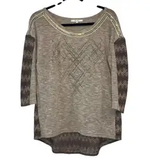 Miss Me Tan & Brown High Low Sweater Top