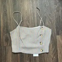 Lush Clothing Lush Stripped Button Crop Top