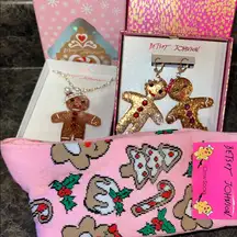 Betsey Johnson Glittery Gingerbread Christmas Jewelry Set