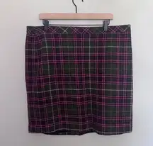 L.L. Bean Wool Favorite Fit Plaid Skirt - Size 18