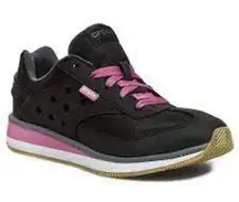 Crocs  Retro Low Top Sneakers Lightweight Lace Up Casual Black Fuchsia Pink 7.5