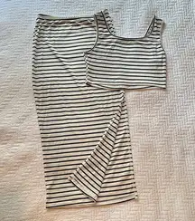 Black and White Striped Skirt Set Size M