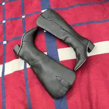 Fashion to figure tall black faux leather extra wide calf knee high boot