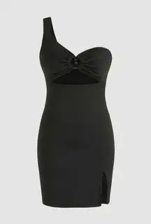 Cider  Black One Shoulder Cut Out Mini / L