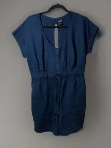 Patagonia Organic Cotton Blue Dress Size Small Button Front Tie Waist Casual