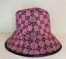 Gucci Bucket Hat GG Monogram Unisex Pink Color Size Medium.