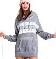 Wildfox Palm Tree Flamingo Snowflake Heather Gray Pullover Hoodie Sweatshirt