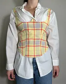 We Wore What Yellow Plaid Seamed Corset Size M NWT