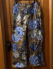 NWT Aerie Water resistant snow pants Ladies size large Brown blue floral