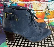 Giani Bernini Candence Booties Navy Suede Lace Tie Size 9 Medium Heels