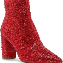 Betsey Johnson Womens Cady Embellished Ankle Boots Red 5.5 Medium