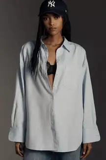 Anthropologie Maeve The Bennet Oversized Buttondown Shirt Oxford Edition Blue XS