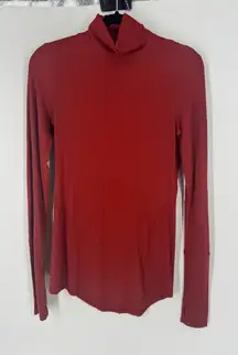 Lululemon Full Day Ahead Turtleneck Ribbed Knit Sweater Top Magma Red