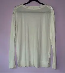 Jeanne Pierre Size M White Cashmere Blend Sweater Lightweight Knit Preppy