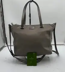 Kate Spade Nylon Tote Bag Shoulder Crossbody Grey Silver Hardware