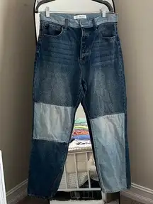 KanCan Blue Straight Leg Jeans with Striking Two-Tone Design