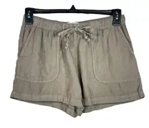 C&C California Medium Linen Shorts Hi-Rise Slash Pockets Pull-On Drawstring