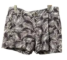 Sonoma Linen Blend‎ Tropical Print Shorts High Waist Summer Palm Leaf Short 8