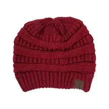 NWOT Burgundy CC Beanie Cable Knit Beanie Thick Soft Warm