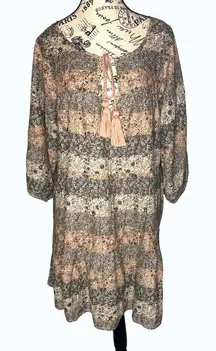 Natural Life‎ Tiered Cotton Boho Hippie Dress Large Lightweight Sustainable NWOT