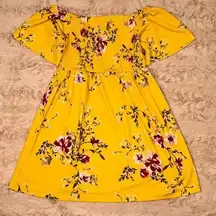 Yellow floral print size L  dress