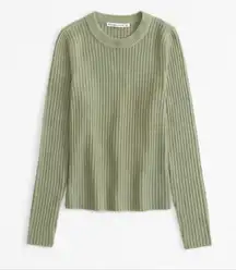 Abercrombie & Fitch green slim crewneck ribbed sweater small