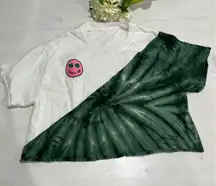 Crop Top Lucky‎ Me Patchwork Tie Dye St. Patrick's Day Grunge distressed Tee