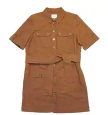 NWT Sezane Jackie in Camel Cotton Belted Mini Shirt Dress 38 / US 6