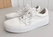 Vans Womens Old Skool Platform Sneakers Size 9 White Canvas Classic Skater