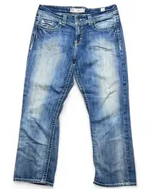 BKE Harper Denim Jeans Women Size 30 Crop Capri Thick Stitch Mid Rise Light Wash
