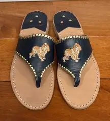 NWOB Jack Rogers Women’s Sandals Golden Retriever Dog Embroidered Black Size 10