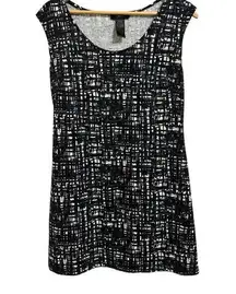 Alyn Paige New York black white shift mini sleeveless dress size Large