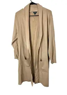 Torrid Cardigan Womens 2X‎ Brown Tan Sweater Coatigan Collared Open Front Long