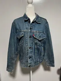 Vintage 2006 Levis Denim Jacket Hand Painted Floral Paint Size 40 Unisex Winter