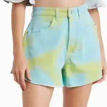 WeWoreWhat Blue Green Flare Bell Denim Shorts Size 26 NWT Brand New