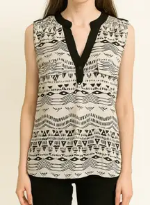 Faith & Joy Printed V-Neck Sleeveless Blouse - Bohemian