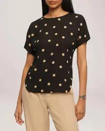 Anne Klein Large Dot Bateau Neck Short Sleeve Blouse, Size M New w/Tag $69