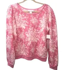 Rachel Parcell Pink Quill Rose Brocade Sweatshirt Medium NWT