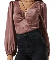 ASTR the label strappy keyhole blouse mauve medium feminine coquette going out