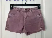O’Neill women’s light wash maroon denim distressed hem short shorts size‎ 25