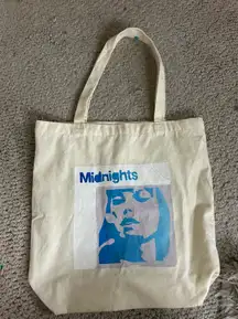 Midnights TS Taylor Swift Screenprinted Beige Tote Bag