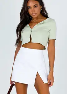 White Denim Mini Skirt